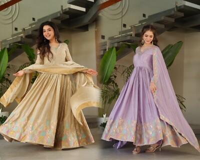 Pakistani Indian Weddings Traditional Anarkali Gown Dupatta Designer Apparel Set