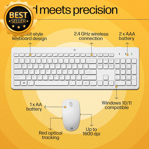 230 Wireless Keyboard and Mouse Combo Set 2.4GHz USB Receiver – White - Picture 3 of 12