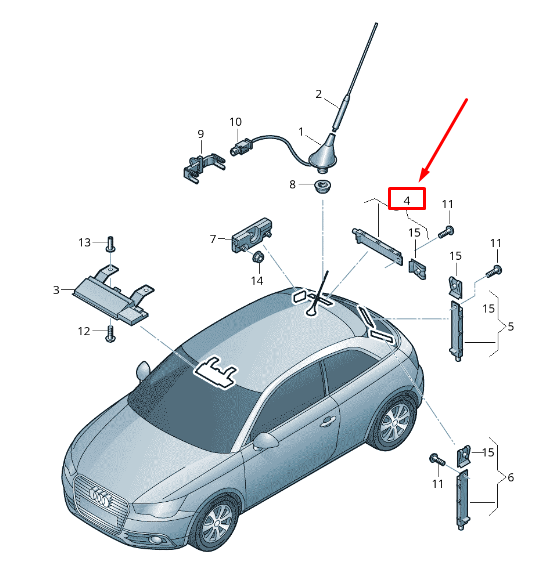 AUDI A1 8X 8X0035225B AMPLIFICATEUR D'ANTENNE SUPÉRIEUR DROIT D'ORIGINE