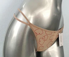 Calvin Klein Panty Sheer Marquisette Heart Beige String Thong Tanga XS S M XL