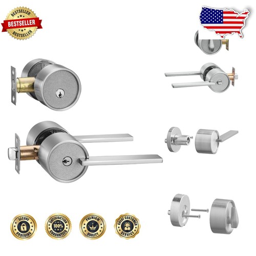 Zero Gravity Satin Nickel Door Handle & Deadbolt – Reversible High Security