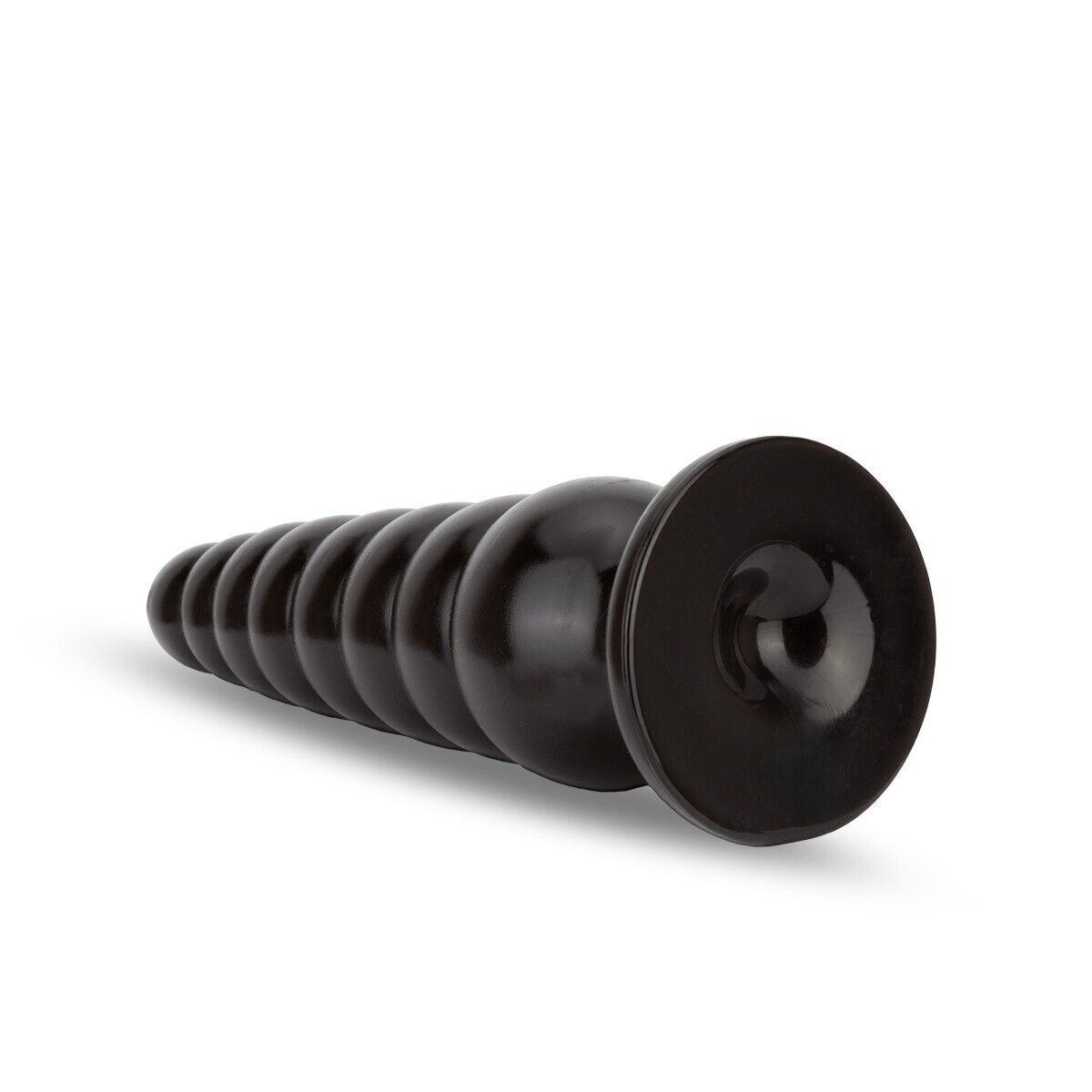 Plug Anal Large à Nervures – 8 Jouets D'expansion – Noir PVC – Neuf – Pour Stretching Anal