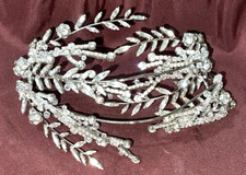 Zuhair Murad Silver Crystal Embellished Nature Inspired Bridal Wedding Headpiece