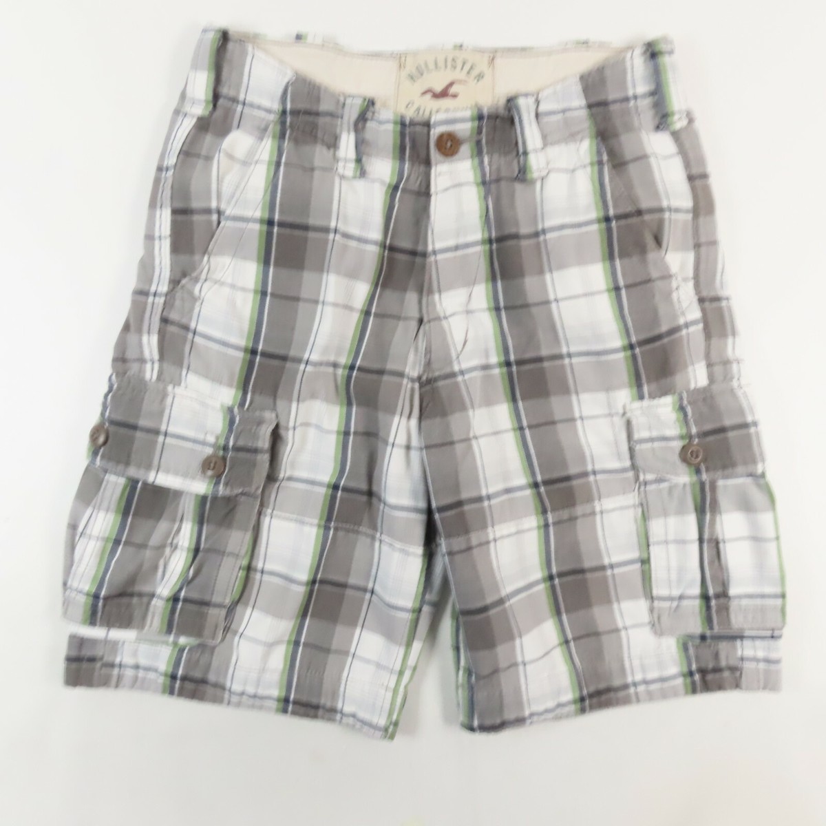 Hollister Mens Shorts Size 28 Gray Cargo Flat Front Cotton Pockets