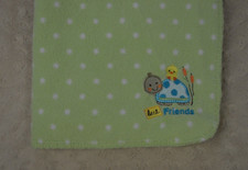 Just Born Best Friends Turtle Duck Baby Blanket Green White Polka Dots Fleece
