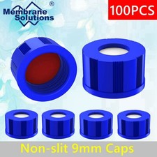 100- 2ml Autosampler Vial Screw Caps, 9mm, Red PTFE/White Silicone Septa 9-425