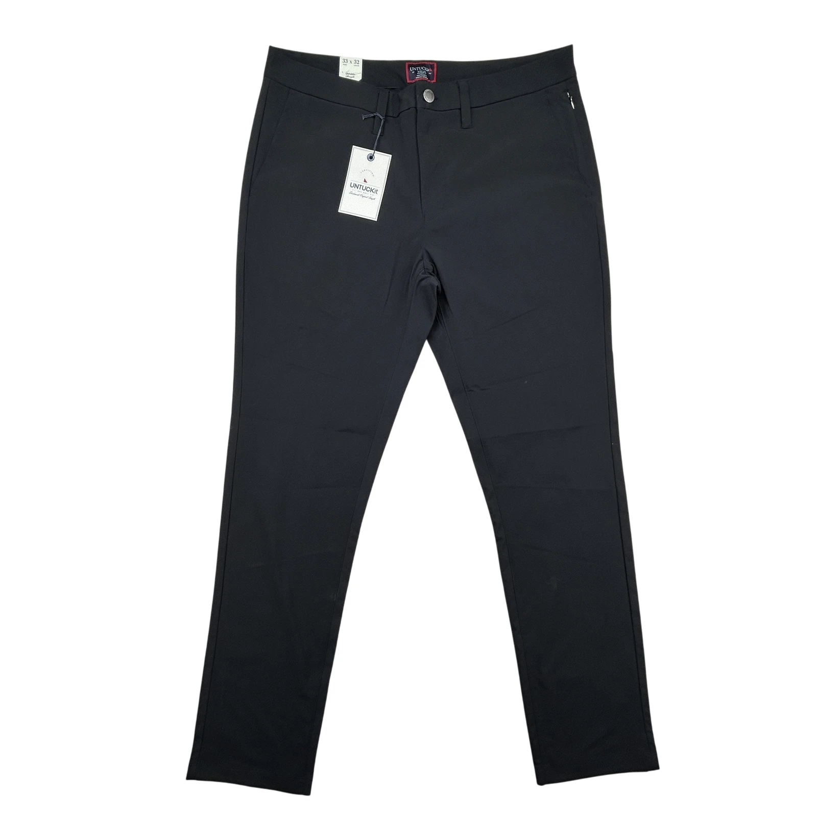 UNTUCKit Pants Mens 33x32 Straight Fit Dress Trousers Black Polyester New Tag