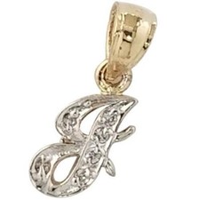 14K Gold Initial Letter J Pendant Charm Initial Pendant Necklace