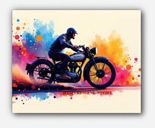 Vintage motorcycle Norton (UK) 1920s Picture Art splashes of paint #3 Reprint