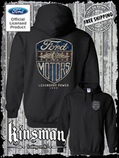 Ford Motors Legendary Power Retro Vintage Style Logo Hoodie / Official Licensed