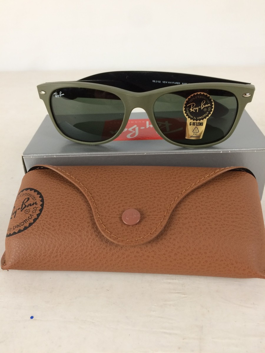 Ray-Ban New Wayfarer Sunglasses, Green Frame, G-15 Green Lens