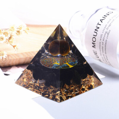 Natural Energy Orgonite Crystal Pyramid Tiger's Eye Gemstone Sphere Tree of Life