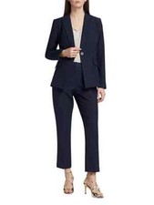 Elie Tahari women Amara Slim Leg Trouser Pants size 8 Navy Crepe 27" inseam 295