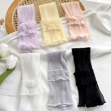Arm Sleeve Ice Silk Long Fingerless Gloves Thin Lace Cuffs Mesh Arm Sleeve
