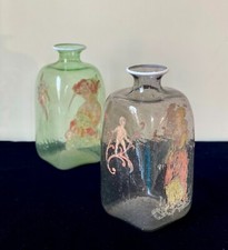 VASI ANTICHI CONTENITORI DA FARMACIA DEL 1690 IN VETRO DI MURANO DIPINTO A MANO