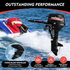 HANGKAI Outboard Motor 2-Stroke Fishing Boat Engine Water Cooling 2.3HP-18HP