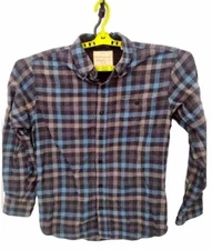 Weatherproof Vintage Flannel Shirt Mens M Blue Gray Long Sleeve Button Down Up