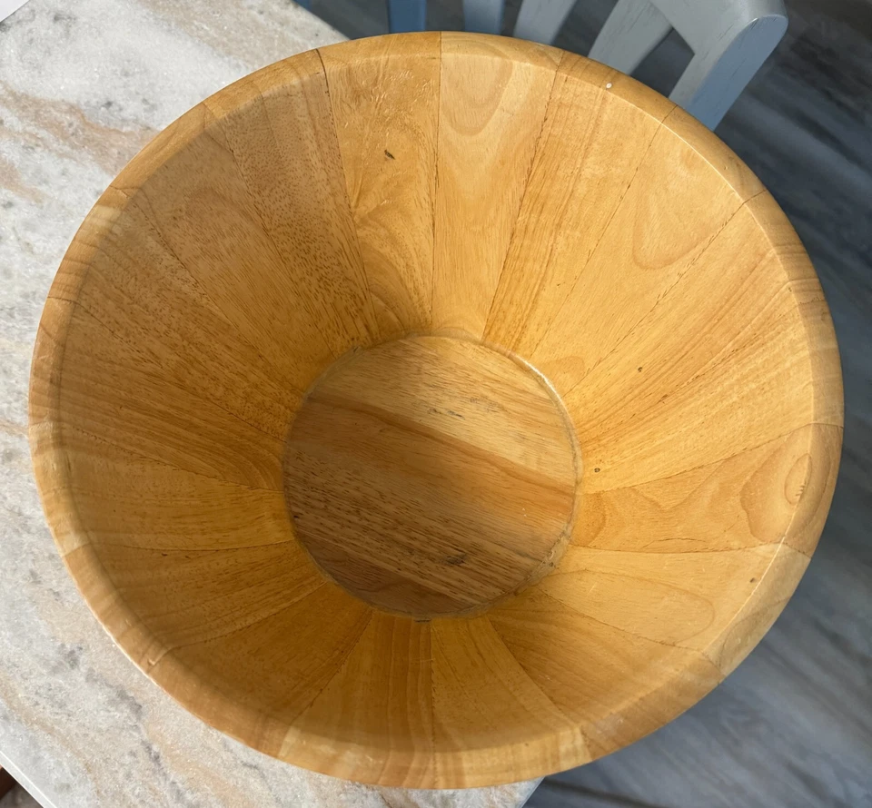 Clay Art Large Wooden Palm Tree Fruit / Salad Bowl Hand Painted - Image 3 of 4