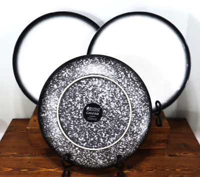 SET of 3 Maxwell & Williams CAVIAR GRANITE Dinner Plates 10 3/4''
