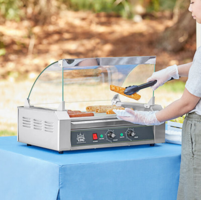 18 Hot Dog Roller Grill with 7 Rollers & Glass Sneeze Guard Versatile Machine