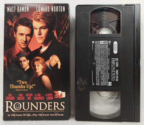 Rounders VHS 1999 Matt Damon Edward Norton John Turturro Famke Janssen VTG R - Afbeelding 1 van 2