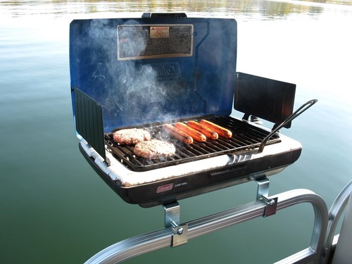 Lightweight Marine Stainless Steel Grill Bracket Set for Pontoon Boats - Picture 2 of 4