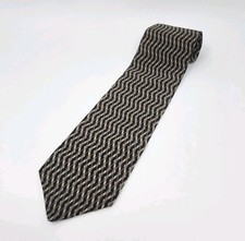 Kenneth Cole New York 100 Silk Men  s Neck Tie 56.5" Geometric Tan/Black/Gray