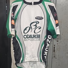 mtBoräh Ozaukee Bicycle Club Men's 2XL Cycling Jersey White/Green/Black Full Zip