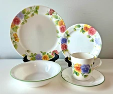 CORELLE by CORNING Summer Blush 5 Pc Place Setting Floral Pansies Retired