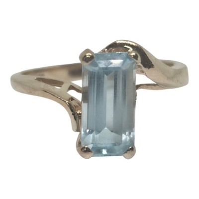 Himmelblautopas 10K Gelbgold massiv Gold Ring Gr. 6 GTR Punze/Samuel Aaron Vintage