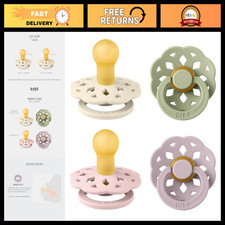 4-Pack BPA Free Pacifiers  Round Nipple Natural Rubber  0-6 Months  Dusky Lil
