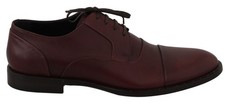 Dolce & Gabbana Red Bordeaux Leather Derby Formal Men's Shoes