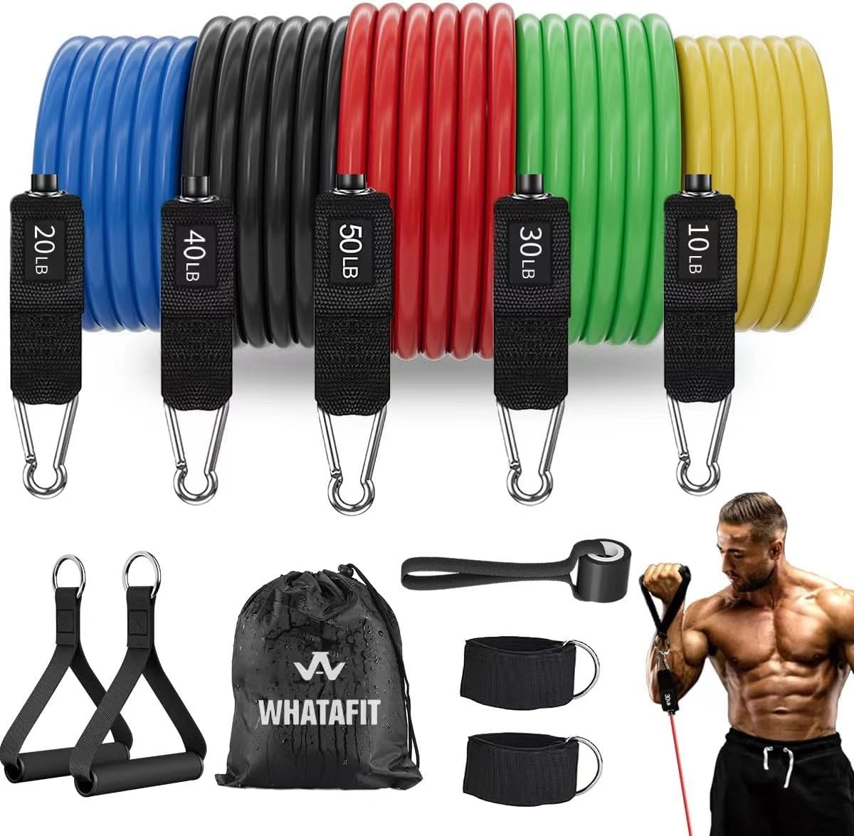 WHATAFIT Workout Resistance Tube Bands Set