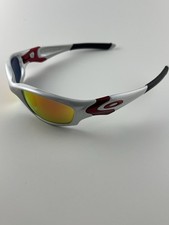 Oakley Straight Jacket White Chrome Ruby Iridium Lens Red Icons Bands RARE