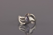 Sterling Silver Swirled Wavy Openwork Band Ring 925 Sz: 7