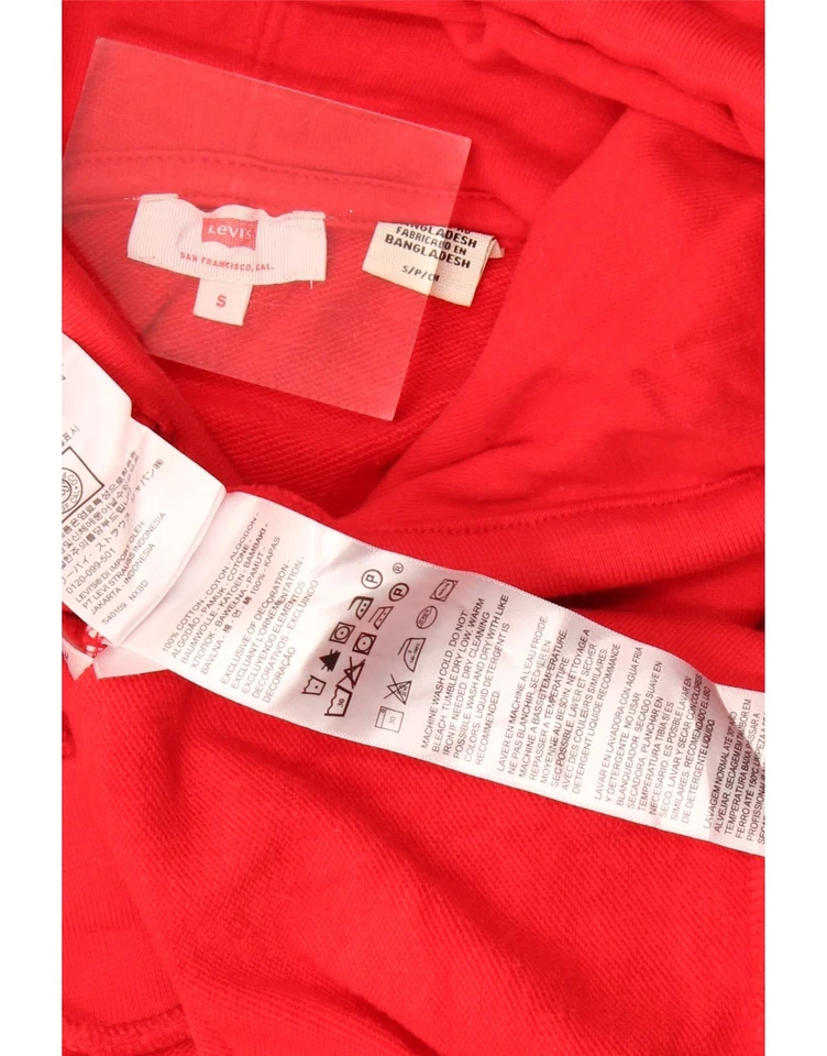 LEVI'S Mujer Gráfico Gran Tamaño Sudadera con Capucha Jersey Reino Unido 10 Pequeño Rojo Algodón AZ33 Foto 3 de 3