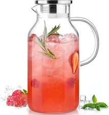 Jarra de vidrio de 1 galón con tapa y caño jarra de agua de 128 oz con mango