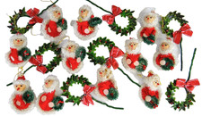 18pc Vintage Hand Made Felt Santa Claus Ornament Japan Mid Century Christmas Set
