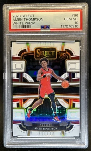 2023-24 Panini Select Amen Thompson RC White Prizm Concourse #/149 PSA 10