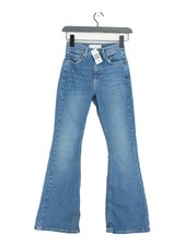 Topshop Women's Jeans UK 4 Blue Cotton with Elastane, Polyester Flared