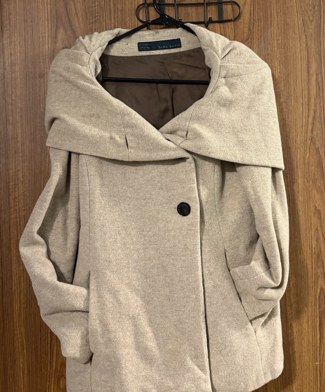 ZARA BASIC Women's Beige Mid-Length Lined Button … - image 2