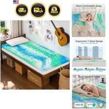 Mattress Topper Twin XL College Dorm 2 Inch Memory Foam Egg Crate 7-Zone Extr...
