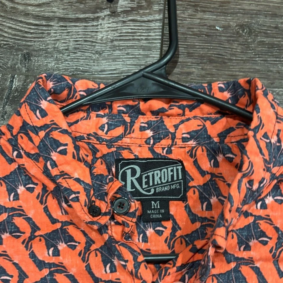 Camisa masculina retrofit frente botão lagosta da fivela - Imagem 3 de 4