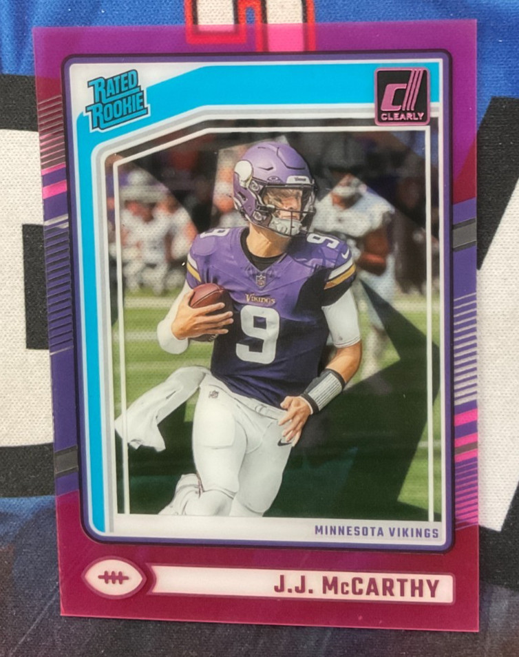 2024 Panini Clearly Donruss Football #61 JJ McCarthy Pink Rated Rookie (JR)