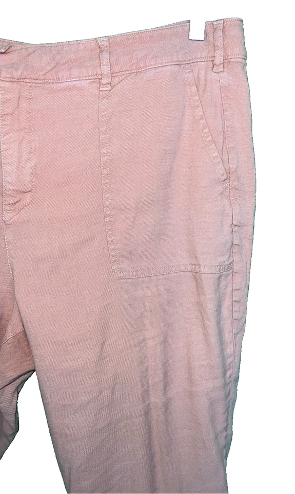 Pantalones capri NYDJ mezcla de lino elásticos talla 14P pierna ancha bolsillos profundos melocotón Foto 4 de 4