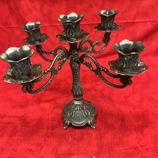 ORNATE METAL FIVE ARM CANDELABRA