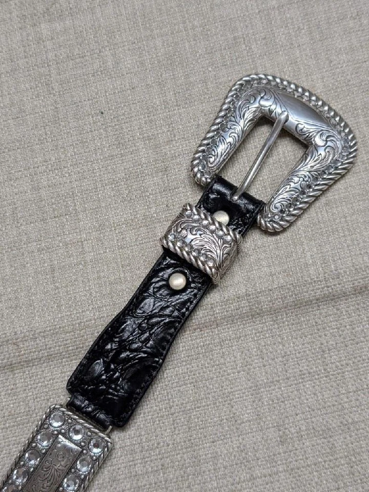 Cinturón con hebilla vintage NOCONA CONCHO metal cuero 38 tachonado WESTERN estrás Foto 2 de 4