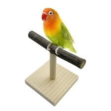 Portable Tabletop Bird Perch, Parrot Training Stand, Natural Wood Bird Play S...
