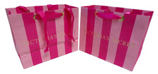 2 VICTORIA'S SECRET PINK PAPER REUSABLE GIFT BAG 8 x 4 x 6 WITH RIBBON HANDLES