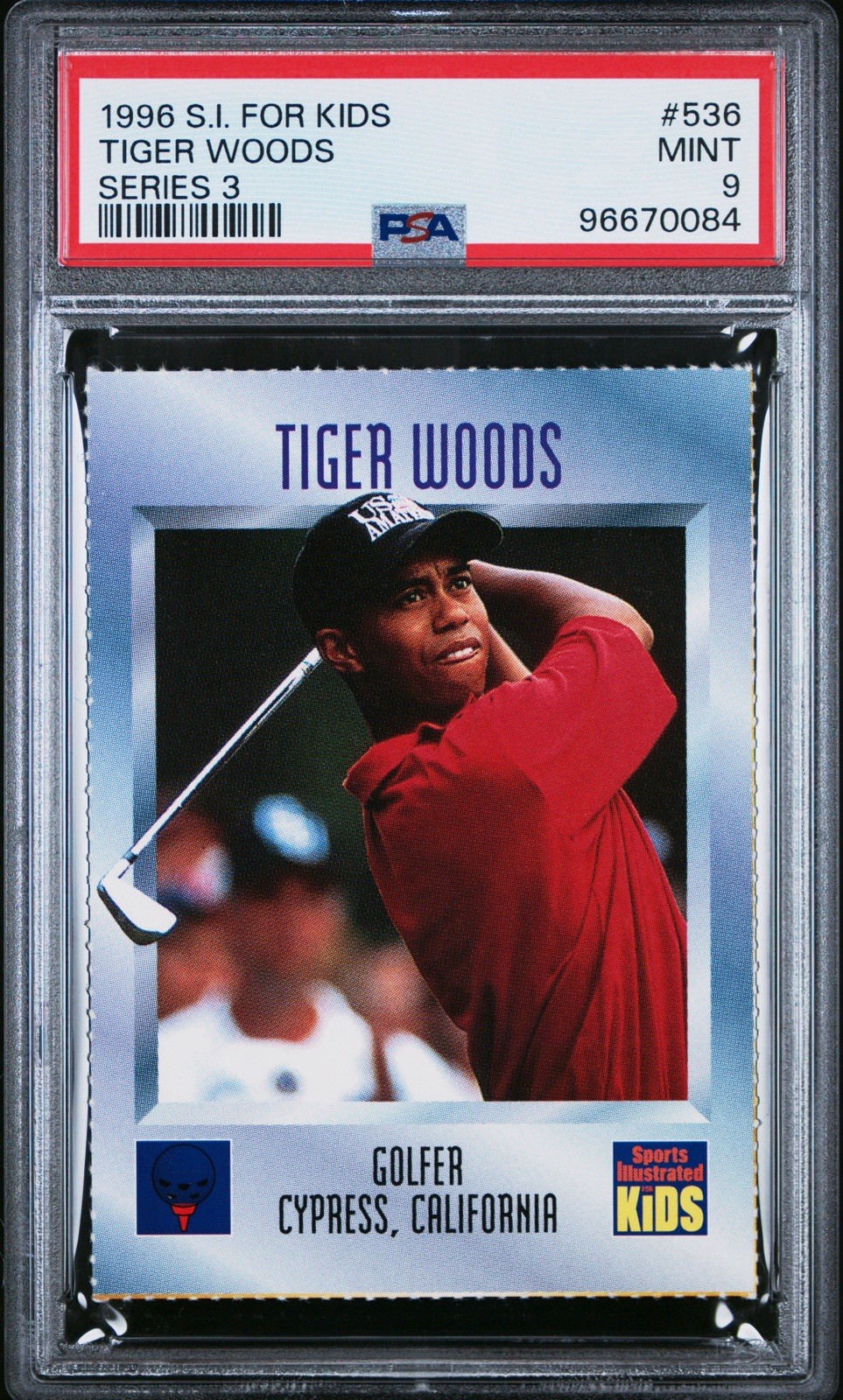 1996 TIGER WOODS SI FOR KIDS. #536 PSA MT 9 HOF RC SERIES 3